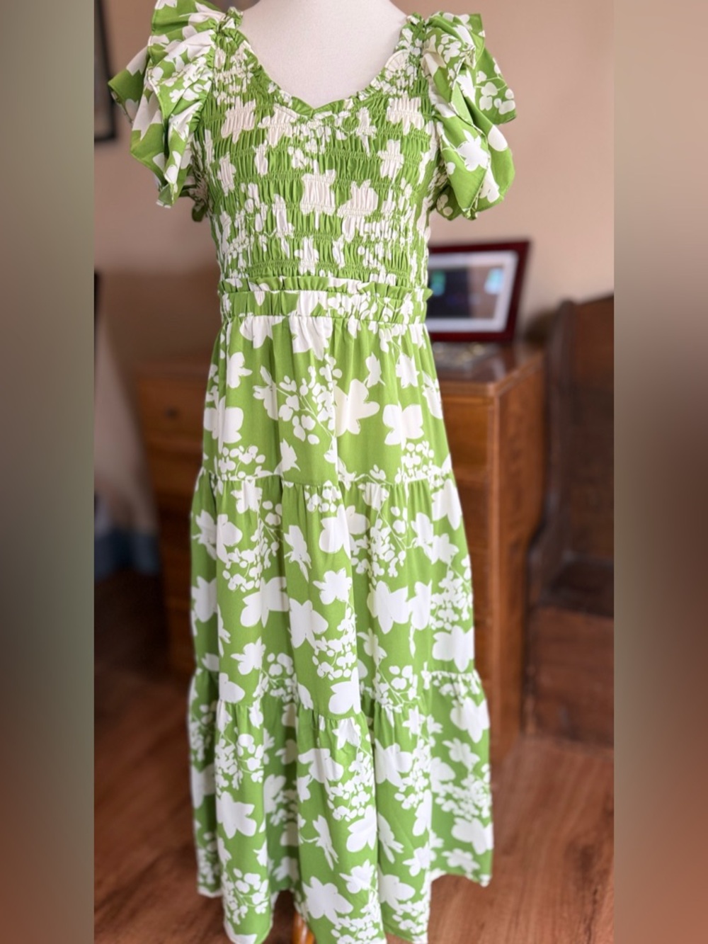 NWT Umgee Olive Floral Midi Dress - Picture 3 of 9